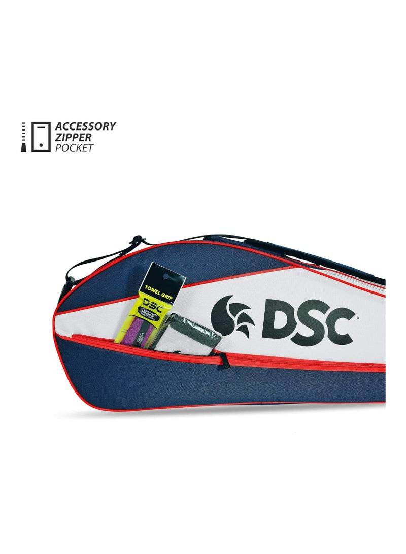 DSC Badminton Kit Bag | Size: Large | Material: Polyester | For Men & Boys | One main compartment | Designed to hold 6 racquets | Various divisions for extra grip, strings, and accessories | Adjustable Shoulder Straps - Image 4
