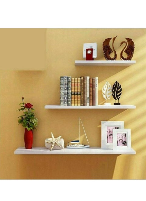 Tayer decorative shelf set, white, MDF wood material, with a distinctive and wonderful color, an aesthetic touch in the hall and bedrooms, 3 pieces in the office, set size 60 cm, size 60 cm, size 50 cm, size 40