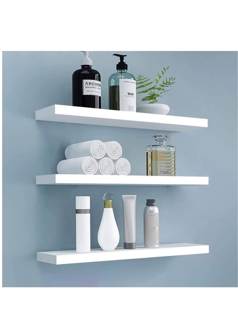 Tayer decorative shelf set, white, MDF wood material, with a distinctive and wonderful color, an aesthetic touch in the hall and bedrooms, 3 pieces in the office, set size 60 cm, size 60 cm, size 50 cm, size 40