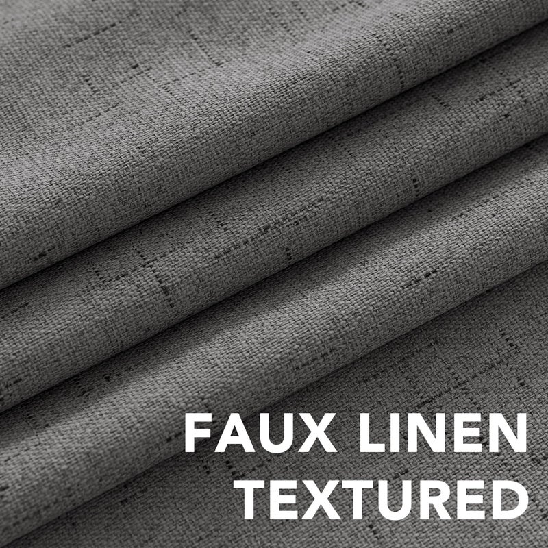 H.VERSAILTEX Linen Blackout Curtains 63 Inches Long 100% Absolutely Blackout Thermal Insulated Textured Linen Look Curtain Draperies Anti-Rust Grommet  Energy Saving with White Liner  2 Panels  Grey - Image 4