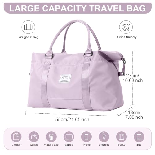 BJLFS Womens travel bags, weekender carry on for women, sports Gym Bag, workout duffel bag, overnight shoulder Bag fit 15.6 inch Laptop (Large, Purple) - Image 3