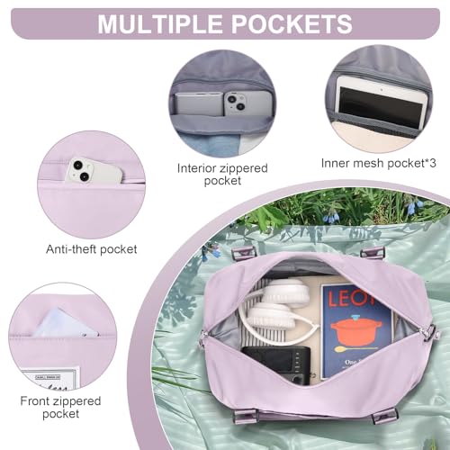 BJLFS Womens travel bags, weekender carry on for women, sports Gym Bag, workout duffel bag, overnight shoulder Bag fit 15.6 inch Laptop (Large, Purple) - Image 4