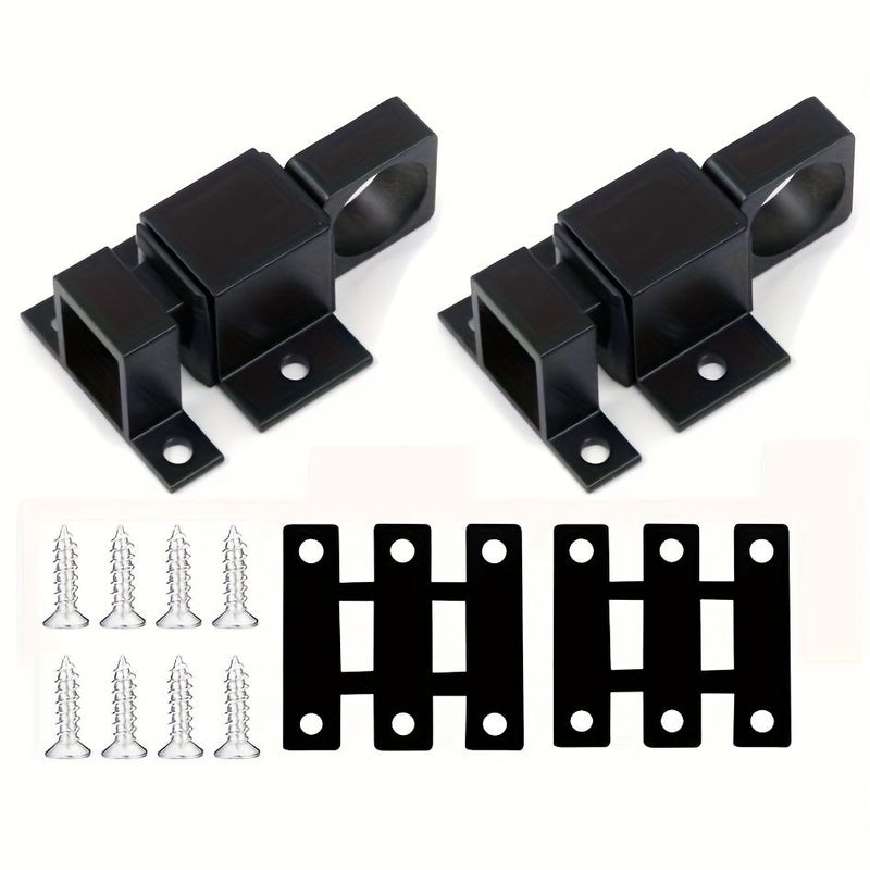 2pcs Silvery Aluminum Alloy Self Closing Bolt Spring Loaded Latch Safety Pull Handle Automatic Spring Slide Door Lock With Screws Suitable For Doors Windows Cabinets - Image 1