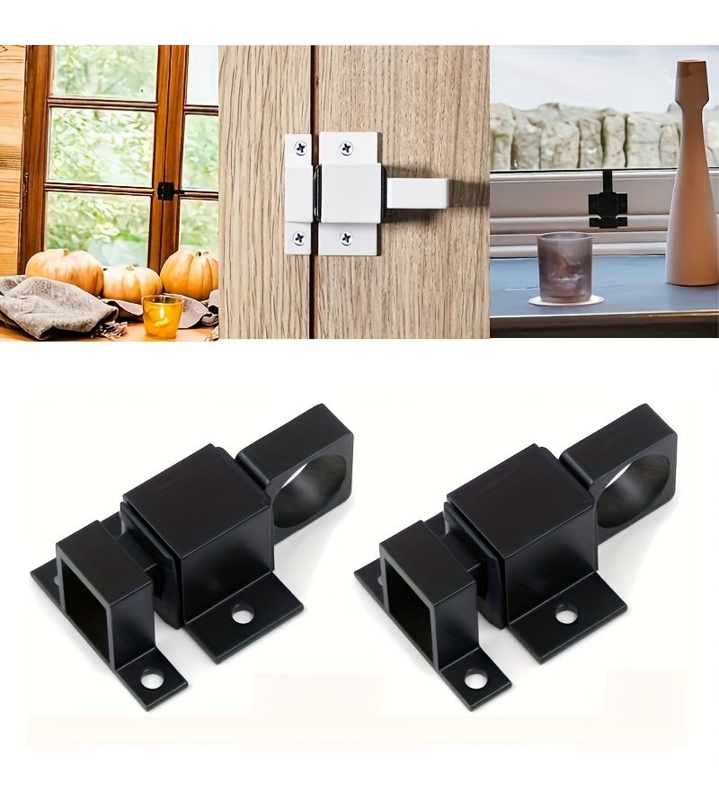 2pcs Silvery Aluminum Alloy Self Closing Bolt Spring Loaded Latch Safety Pull Handle Automatic Spring Slide Door Lock With Screws Suitable For Doors Windows Cabinets - Image 2