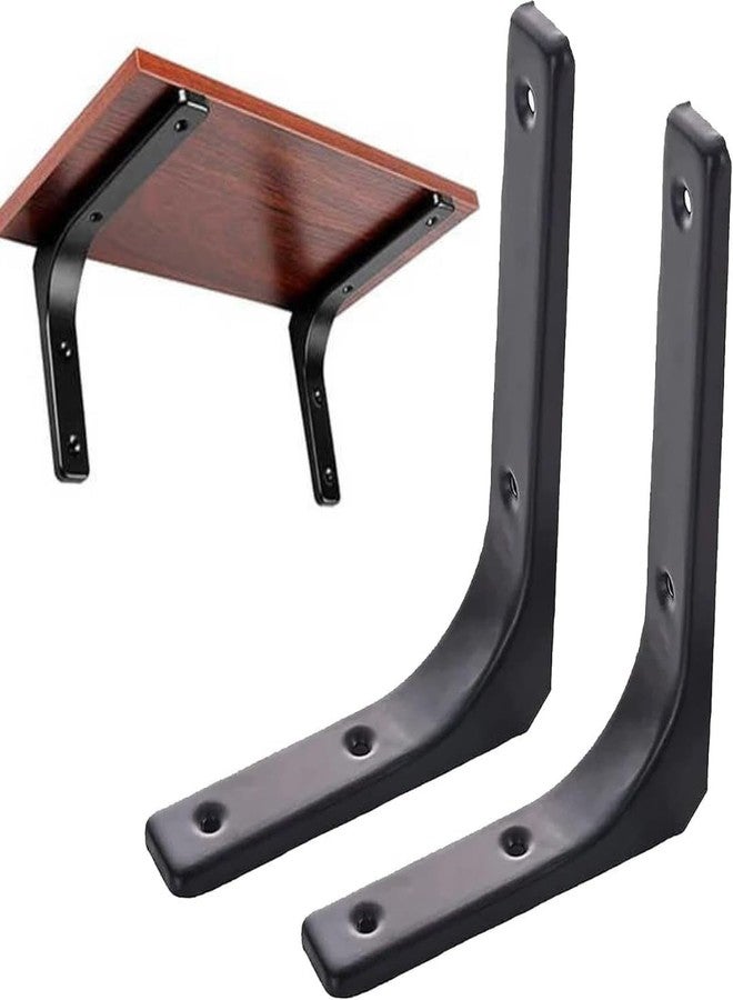 DEEGAA MART DEEGAAMART Heavy Duty Wall Shelf Bracket ,6 x 5 inch Black 90 Degree Decorative Wall Mount Shelf Bracket for Furniture & Kitchen , Corner Hardware , 4 Piece Shelf Support (6 Inch, 2 Set) - Image 1