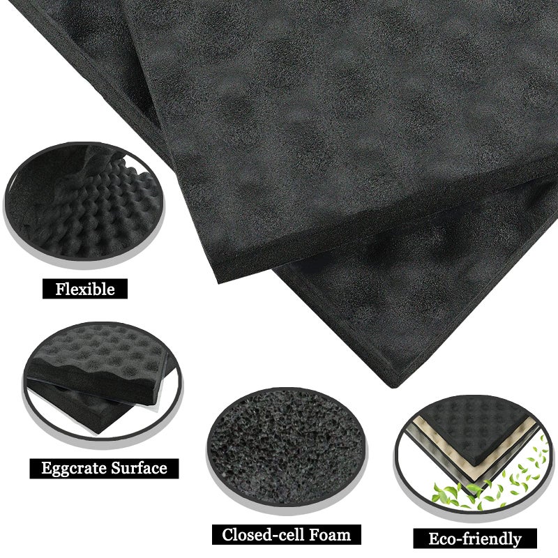 BXI Soundproofing Closed Cell Foam - 2 Pack Self-Adhesive 16'' X 12'' X 1.8'' Thickened Egg Crate Sound Proof Foam - Acoustic Foam Panels Great for Noise & Thermal Insulation (Black) - Image 5