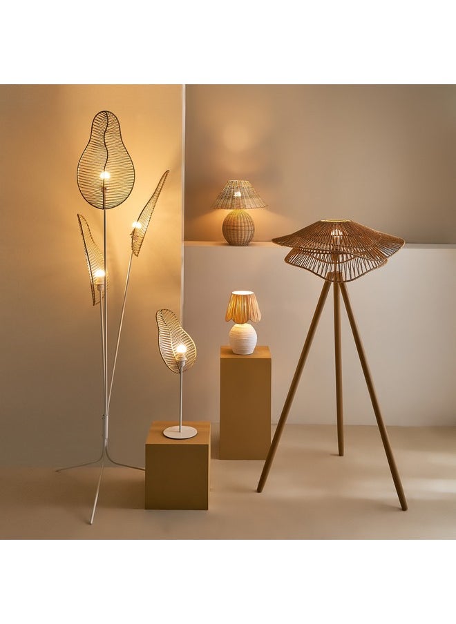 Home Box - Collett E27 Paper Mache Table Lamp with Raffia Shade 23 x 23 x 35.5 cm - Image 1