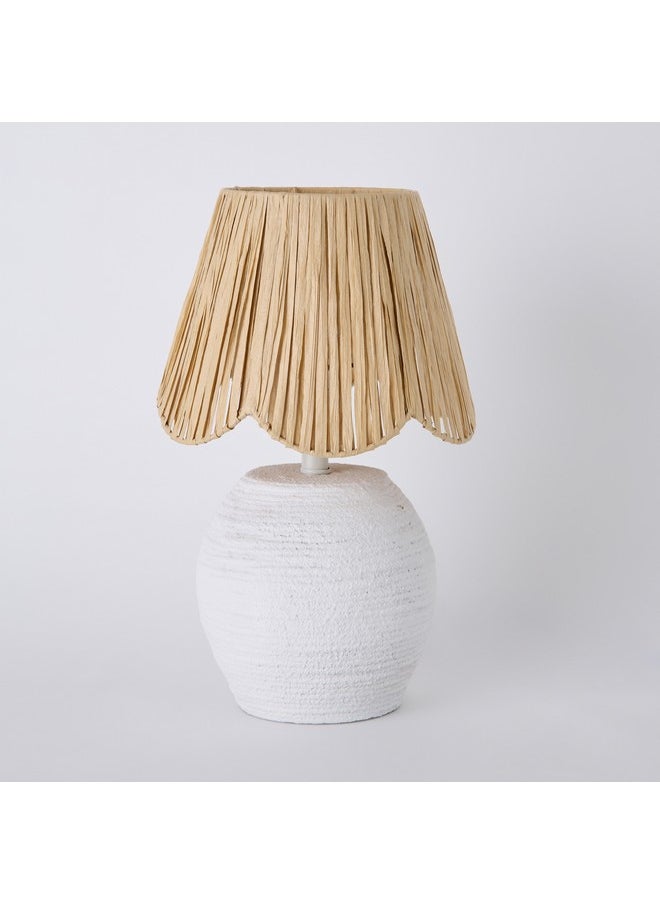 Home Box - Collett E27 Paper Mache Table Lamp with Raffia Shade 23 x 23 x 35.5 cm - Image 1