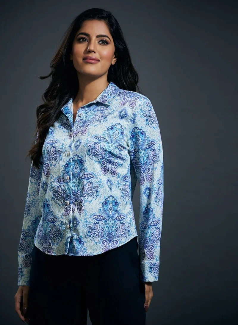 زجزاج قميص مطبوع بأكمام طويلة