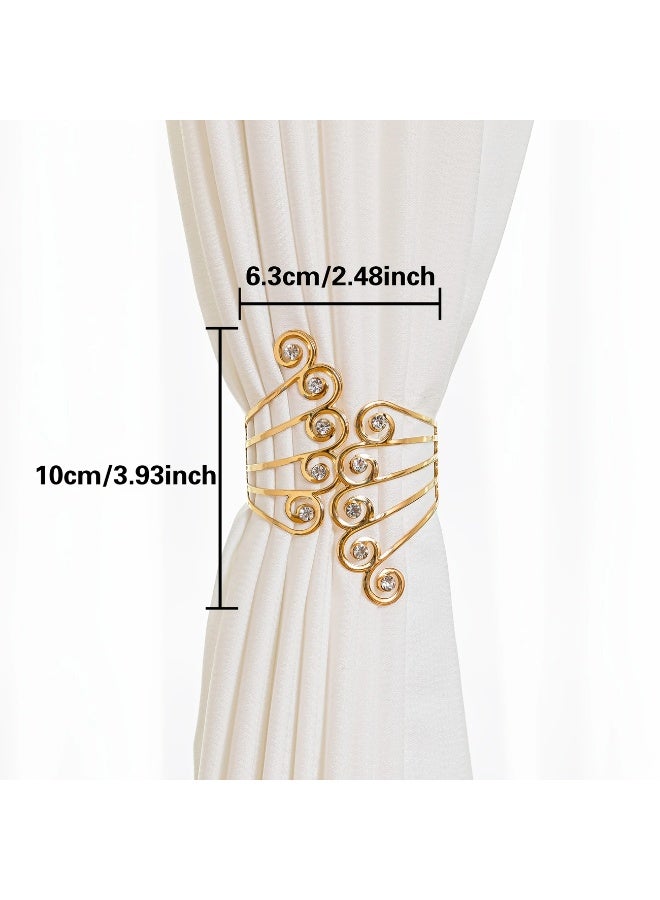 Goolsky 2pcs Luxury Metal Gold/Silvery Creative Wings and Rhinestones Design Curtain Tiebacks, Adjustable Elegant Skeleton Curtain Clasps for Bedroom, Living Room Curtains, Fine Workmanship, Strong and Durable, Add A Luxury Feeling to Your Home Decor - Image 4