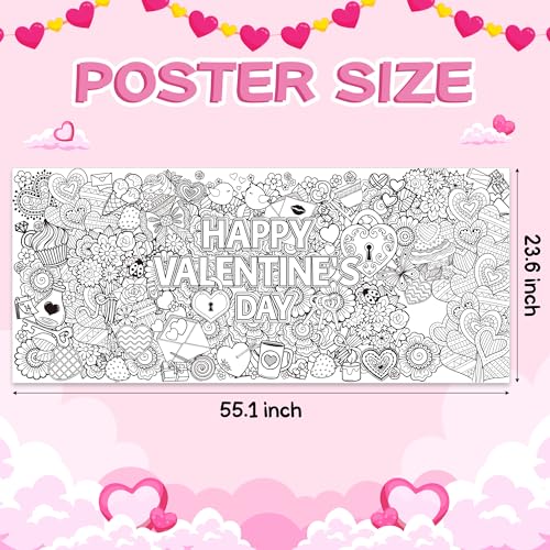 BZaber Jumbo Happy Valentine's Day Coloring Poster - Giant Mandala Flower Wall Art Decoration for Kids, Home and Classroom Decor - Image 2