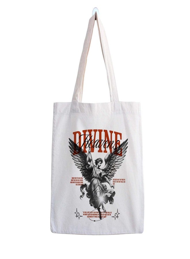 ARTBUG Tote Bag for Women, Aesthetic, Stylish, Ecofriendly, For College Girls, Office, Beach and Outings -Divine Heavens Angel Printed Canvas D - 307 - Image 1