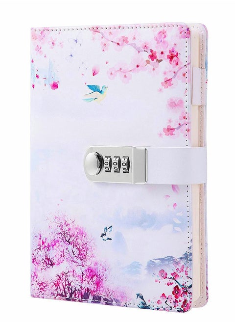 Exquisite Pattern Leather Journal with Lock, Stylish Secret Diary for Personal Notes