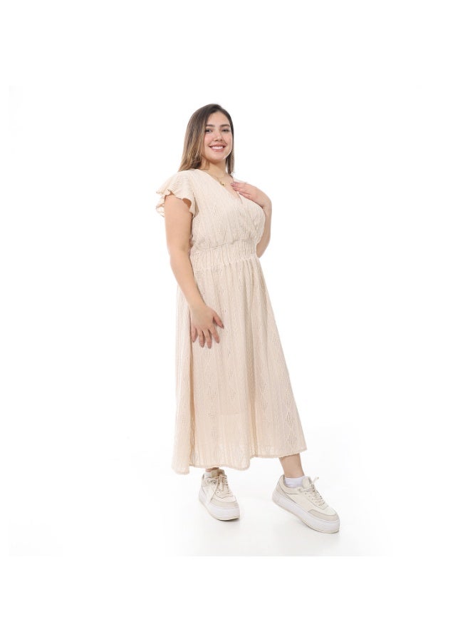 Coctail 4868-Dress-Beige - Image 3