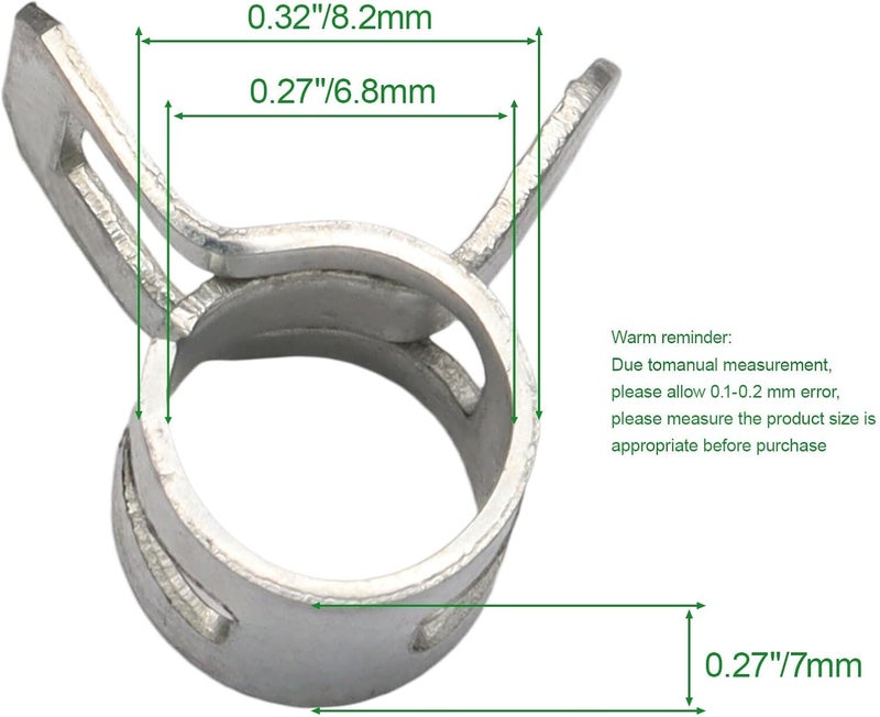 Rierdge 20 Pcs 0.28" ID Spring Band Type Clamps, 7mm Fuel Hose Clamps Fasteners, Silver Spring Hose Clip for Fuel Hose Line Water Pipe Air Tube Silicone Hose - Image 2