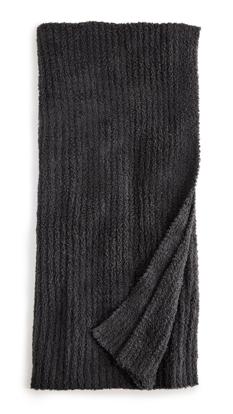 Barefoot dreams Barefoot Dreams Womens CozyChic Ribbed Throw Carbon Black Grey 54 x 72 