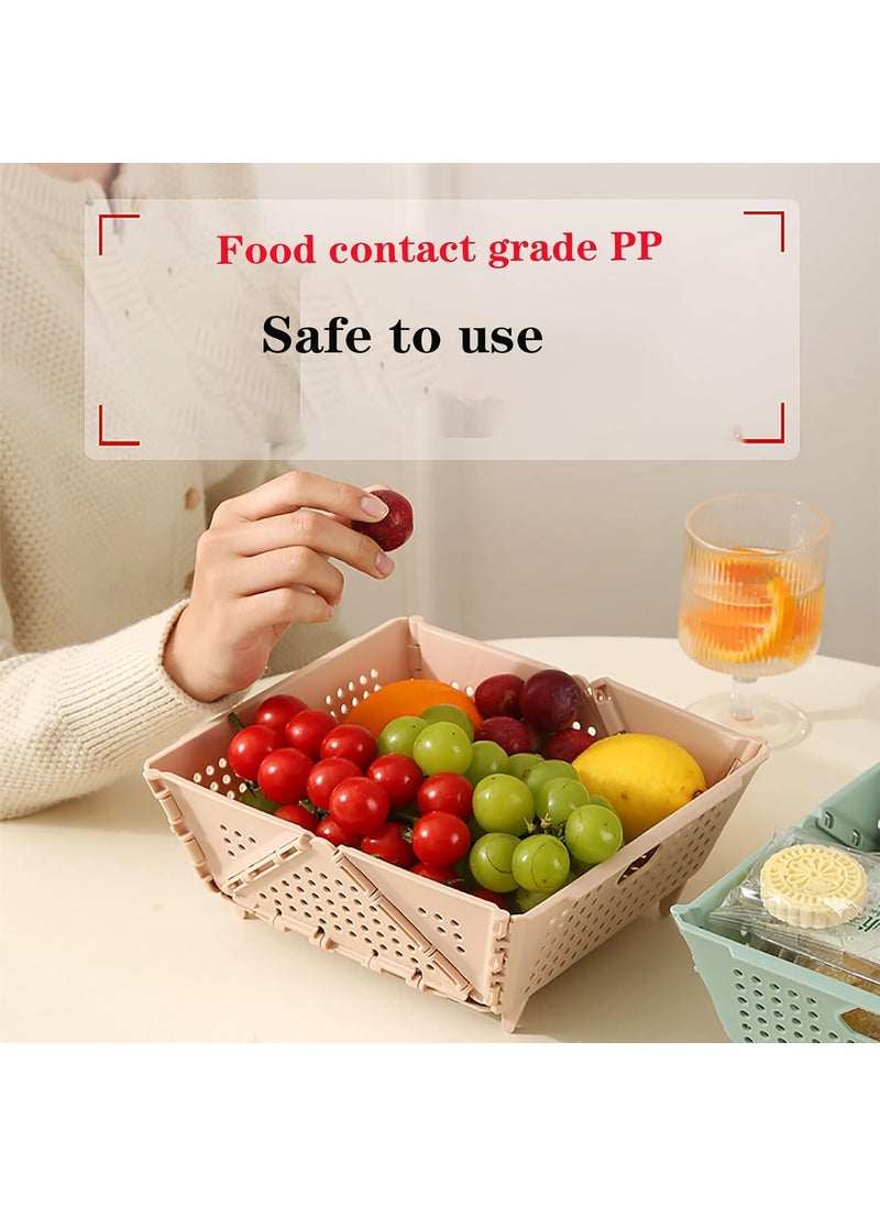 GION GION MultiFunctional Folding Drain Basket Plastic Storage Basket for Food Cosmetics Sundries Fruit and Vegetable Strainer Basket for Indoor Outdoor Collapsible Colander Drainage Basket 1Pcs  - Image 5