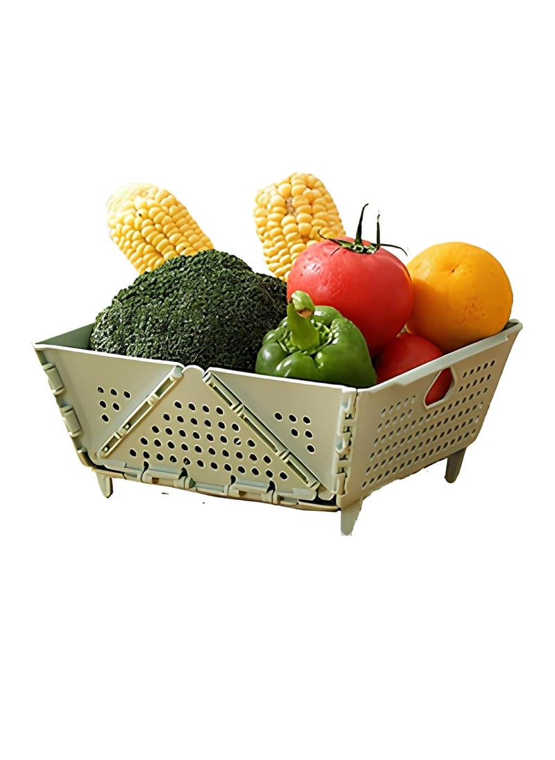 GION GION MultiFunctional Folding Drain Basket Plastic Storage Basket for Food Cosmetics Sundries Fruit and Vegetable Strainer Basket for Indoor Outdoor Collapsible Colander Drainage Basket 1Pcs  - Image 1