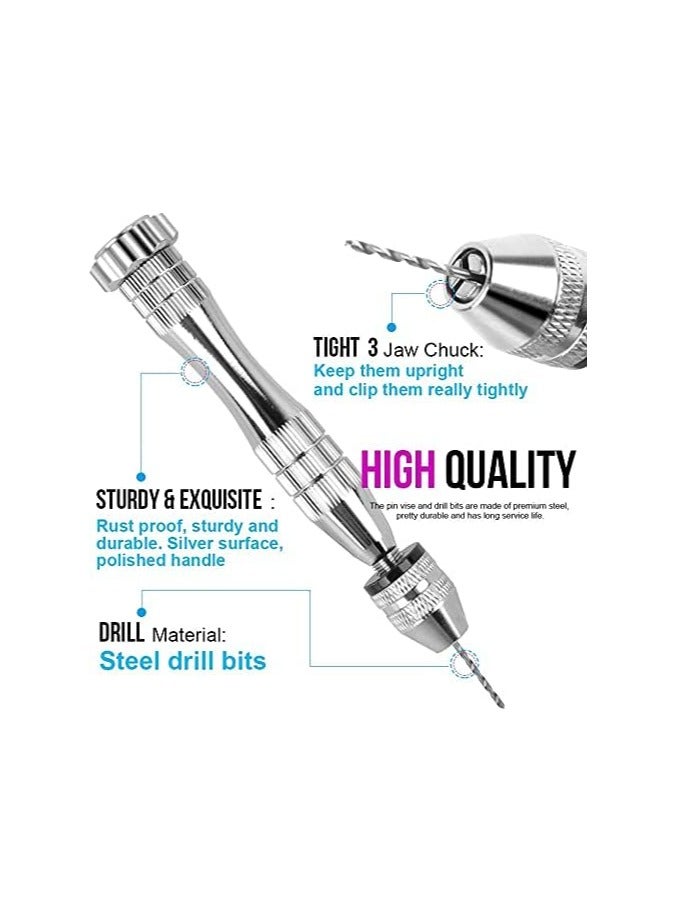 Vise Pin for Resin Casting Molds, Solid Hand Drill, Resin Drill with 10 Drill Bits, Precision Hand Drill Tools for Resin, Epoxy, Wood, Clay, and DIY Jewelry Making, Silver - Image 3