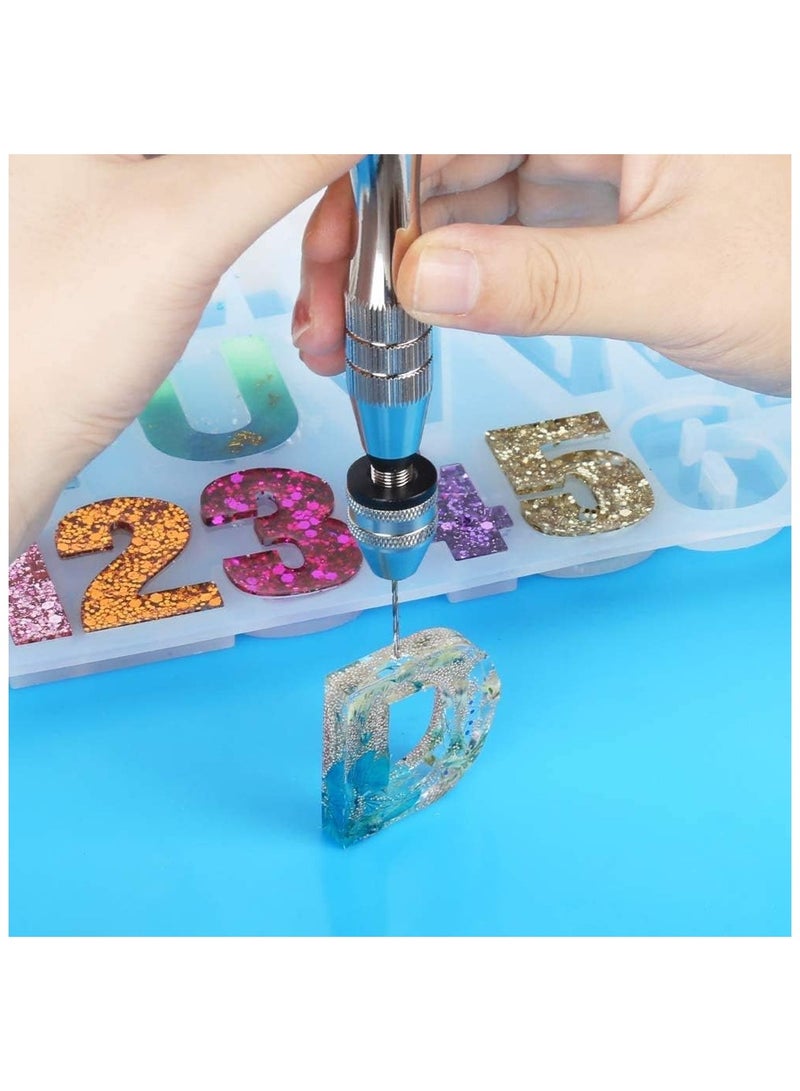 Vise Pin for Resin Casting Molds, Solid Hand Drill, Resin Drill with 10 Drill Bits, Precision Hand Drill Tools for Resin, Epoxy, Wood, Clay, and DIY Jewelry Making, Silver - Image 4