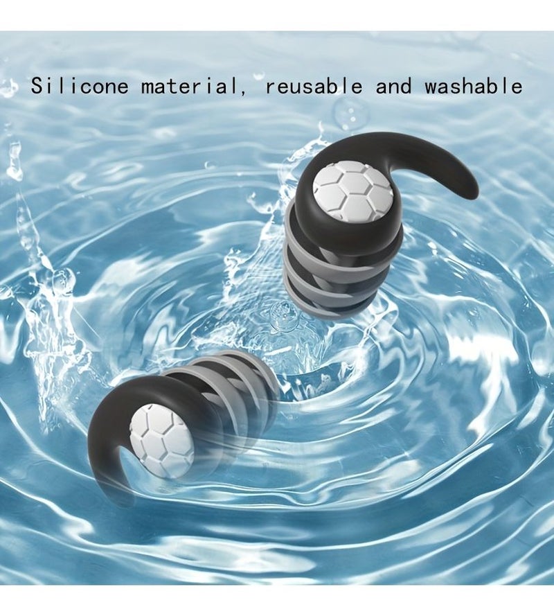 Grey Silicone Swimming Earplugs for Water Sports with Storage Case - Image 3