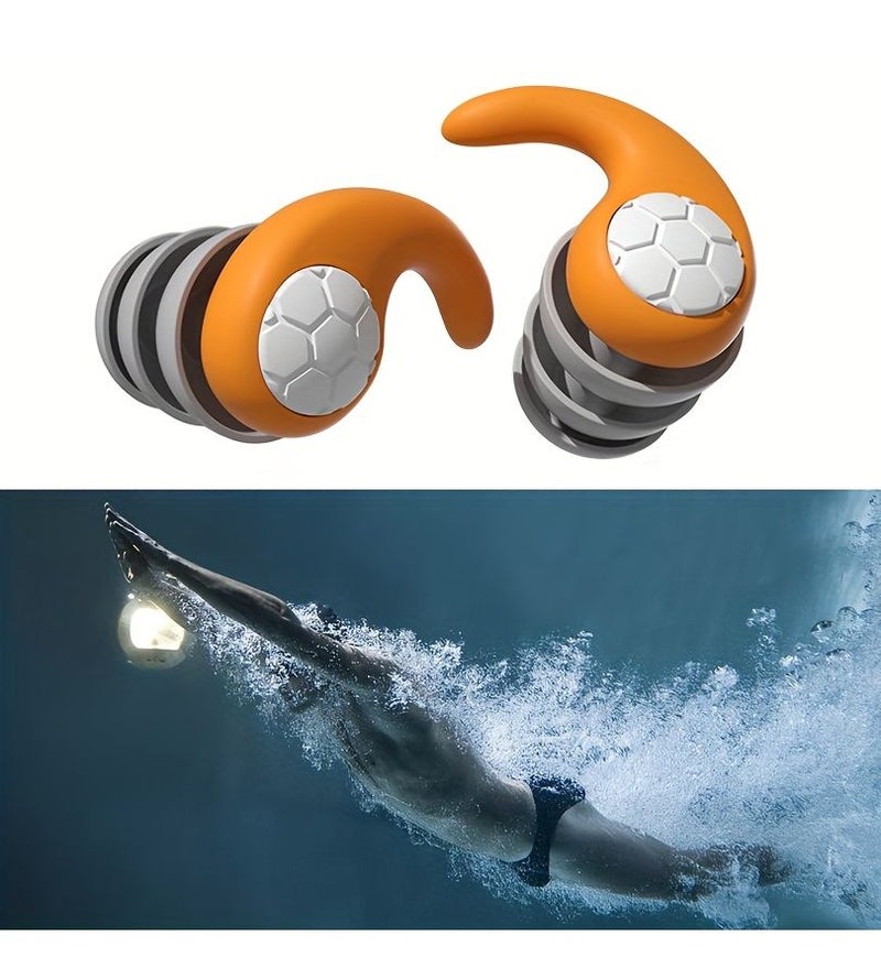 Grey Silicone Swimming Earplugs for Water Sports with Storage Case - Image 4