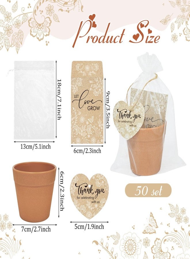 Cinrobiye 50 Sets Let Love Grow Wedding Favors for Guests Seed Packet Bags (Seed Not Include) with Tags & Labels Flowerpot for Bridal Shower Party Favors Bulk Wedding Souvenirs for Guests(Retro) - Image 2