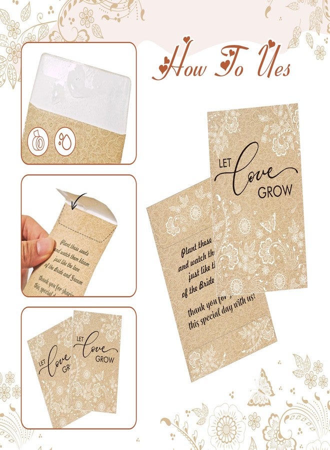 Cinrobiye 50 Sets Let Love Grow Wedding Favors for Guests Seed Packet Bags (Seed Not Include) with Tags & Labels Flowerpot for Bridal Shower Party Favors Bulk Wedding Souvenirs for Guests(Retro) - Image 3