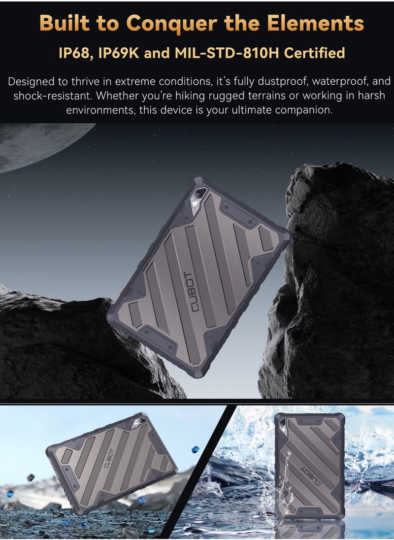 Cubot Tab Kingkong 2 Rugged Tablet 10.95 Inch FHD+ Android 14 Tablet 8GB RAM+256GB ROM IP68/IP69K Waterproof Tablet With 64+32MP Camera Dual SIM 4G Tablet -Black  - Image 3