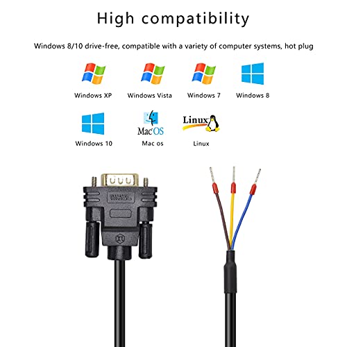 XMSJSIY DB9 Connector RS232 Serial Port Cable DB9 Adapters Solderless 9-Pin COM Port Breakout Replacement Cable Order:235 (Male) -1.5m/4.92Feet - Image 4