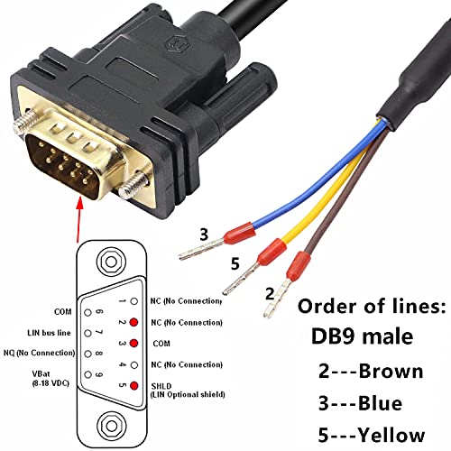 XMSJSIY DB9 Connector RS232 Serial Port Cable DB9 Adapters Solderless 9-Pin COM Port Breakout Replacement Cable Order:235 (Male) -1.5m/4.92Feet - Image 2
