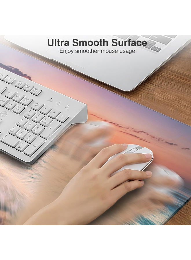abc.mat Wireless Charging Mouse Pad, 31.5"x15.8" Large Gaming Desk Mat for Keyboard/Laptop, Waterproof Ultra-Smooth Surface, Non-Slip Base, Beach Sunset - Image 5