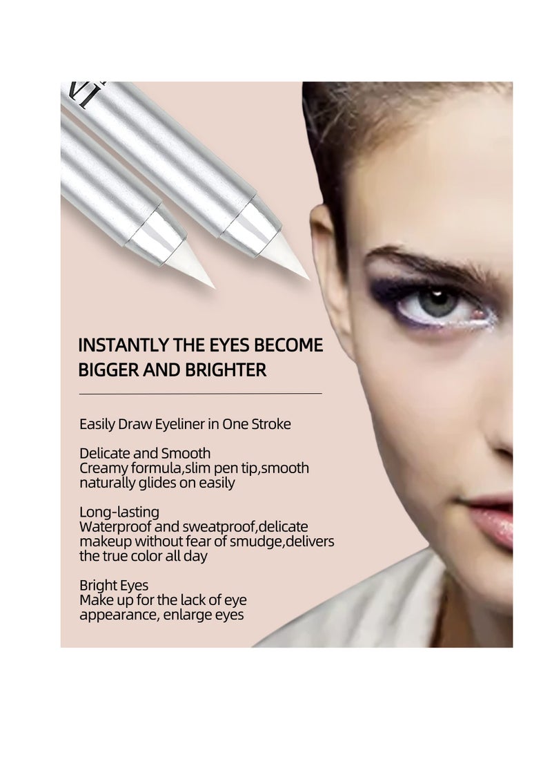 Excefore - White Waterproof Gel Eyeliner Pens, Highlighter Eye Liner Pencil, Matte Long Lasting  White Eye Liner, Super Smooth formula Eyeshadow Makeup Pen, Polished White Luster, with Pencil Sharpener - Image 1