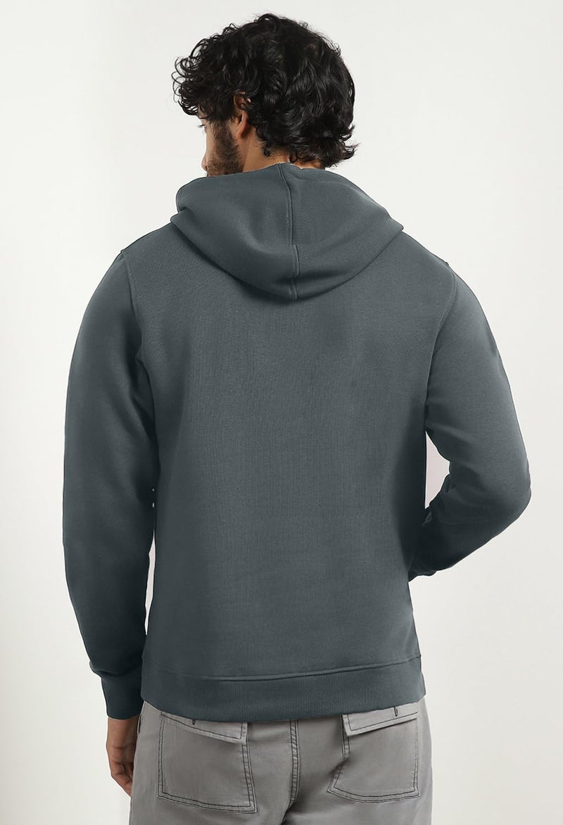NOBERO Men's Cotton Blend Neck Hooded Regular Fit Sweatshirt (1M-TWHO-R0004-ElegantH_Graphite_3XL) - Image 3