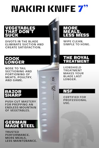 Dalstrong Nakiri Asian Vegetable Knife - 7" - Gladiator Series - Forged German High Carbon Steel - Black G10 Handle Kitchen Knife - Sheath Included - NSF Certified - Image 4