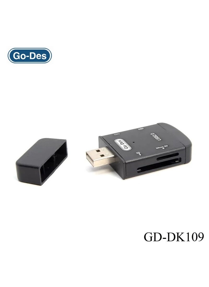 GO-DES GD-DK109 4 in 1 Multi--Function OTG Card Reader | USB - Micro USB, Type-C SD & TF Card Adapter – Fast Data Transfer, Easy File Access for Smartphones, Tablets, Laptops – Supports SD, TF, Micro SD Cards – Portable and Compact Design  - Image 4