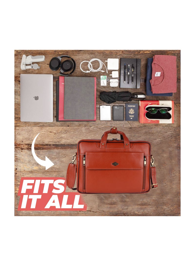 LAVERI LEATHER Genuine Leather Office And Travel Document Laptop bag Style 506  - Image 5