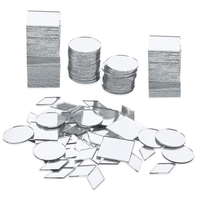 120 PCS SMALL MIRRORS FOR CRAFTS 3 SHAPES MIRROR PIECES FOR CRAFTS SQUARE DIAMOND ROUND CRAFT MIRROR DIY MIRROR MOSAIC TILES FOR DISCO BALL LAMP FRAMING DECORATION