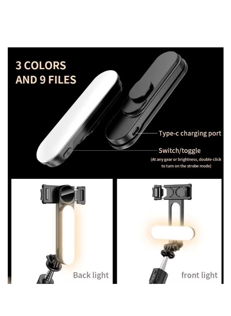 43.7 inches(110cm) Selfie Stick Tripod, Extendable Tripod with Rechargeable Bluetooth Remote,Removable fill light， Compatible with iPhone and Android Smartphones, Perfect for Travel, Vlog, Video and Photo, Black - Image 3