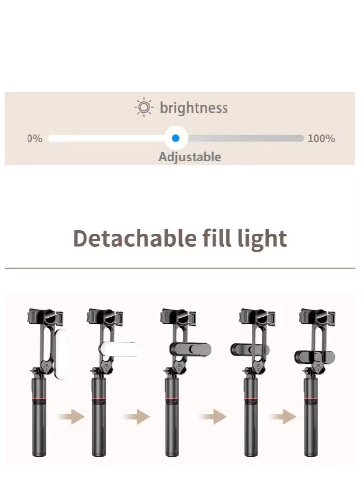43.7 inches(110cm) Selfie Stick Tripod, Extendable Tripod with Rechargeable Bluetooth Remote,Removable fill light， Compatible with iPhone and Android Smartphones, Perfect for Travel, Vlog, Video and Photo, Black - Image 4