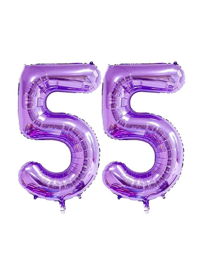 ESHILP 40 Inch Number Balloon Foil Balloon Number 55 Jumbo Giant Balloon Number 55 Balloon for 55th Birthday Party Decoration Wedding Anniversary Graduation Celebration, Purple 55 Number Balloon