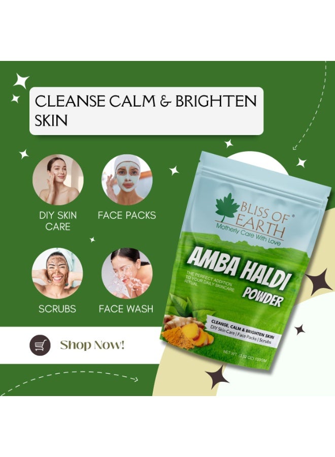 BLISS OF EARTH Amba Haldi Amba Haldi Powder Organic for Skincare, Face Pack, Scrub & DIY Beauty | Brightens Skin, Reduces Dark Spots Soothes Acne Pure Herbal Turmeric 100g - Image 3