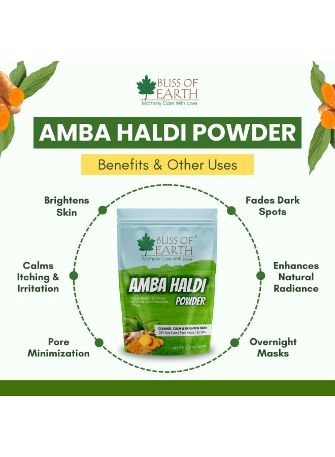 BLISS OF EARTH Amba Haldi Amba Haldi Powder Organic for Skincare, Face Pack, Scrub & DIY Beauty | Brightens Skin, Reduces Dark Spots Soothes Acne Pure Herbal Turmeric 100g - Image 5