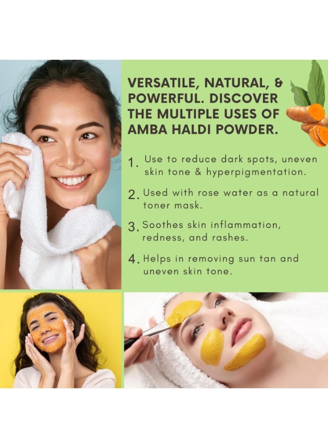BLISS OF EARTH Amba Haldi Amba Haldi Powder Organic for Skincare, Face Pack, Scrub & DIY Beauty | Brightens Skin, Reduces Dark Spots Soothes Acne Pure Herbal Turmeric 100g - Image 4