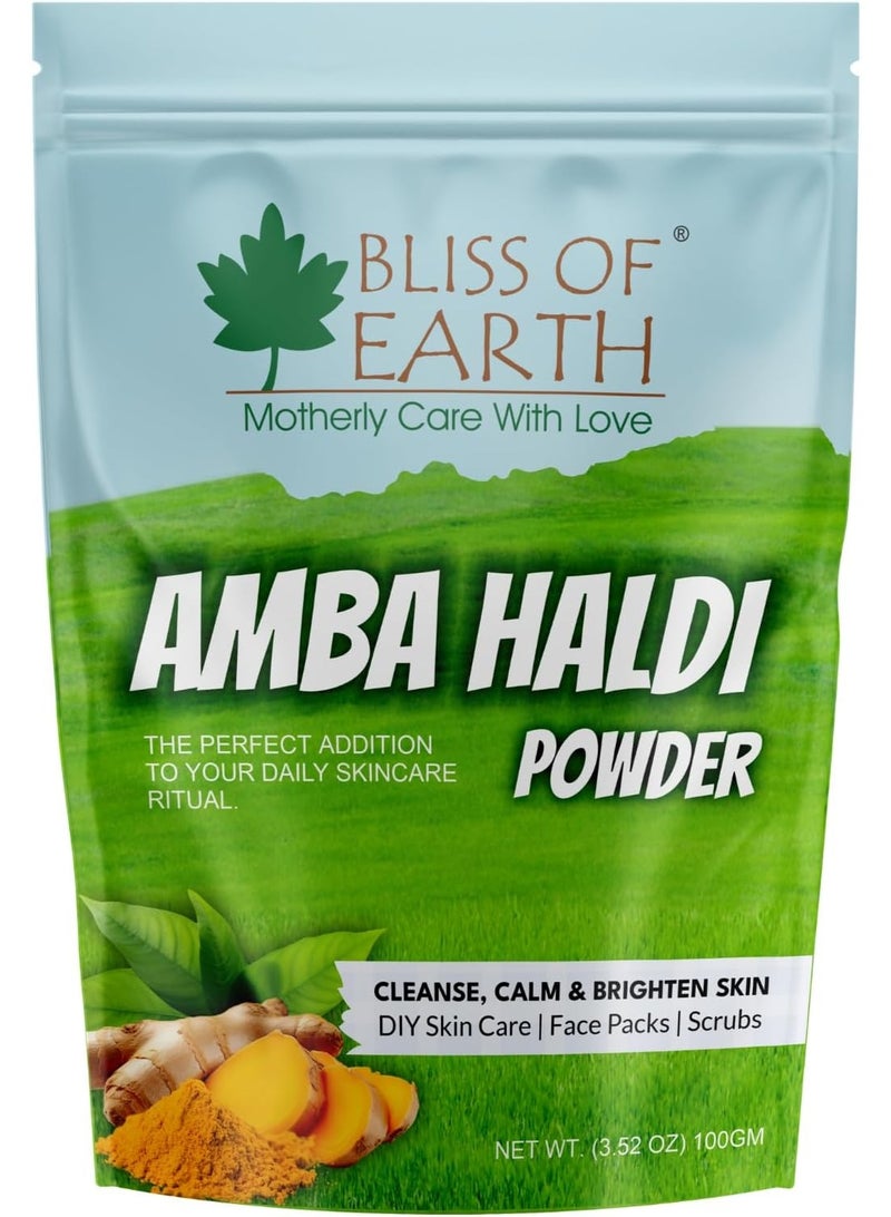BLISS OF EARTH Amba Haldi Amba Haldi Powder Organic for Skincare, Face Pack, Scrub & DIY Beauty | Brightens Skin, Reduces Dark Spots Soothes Acne Pure Herbal Turmeric 100g - Image 1