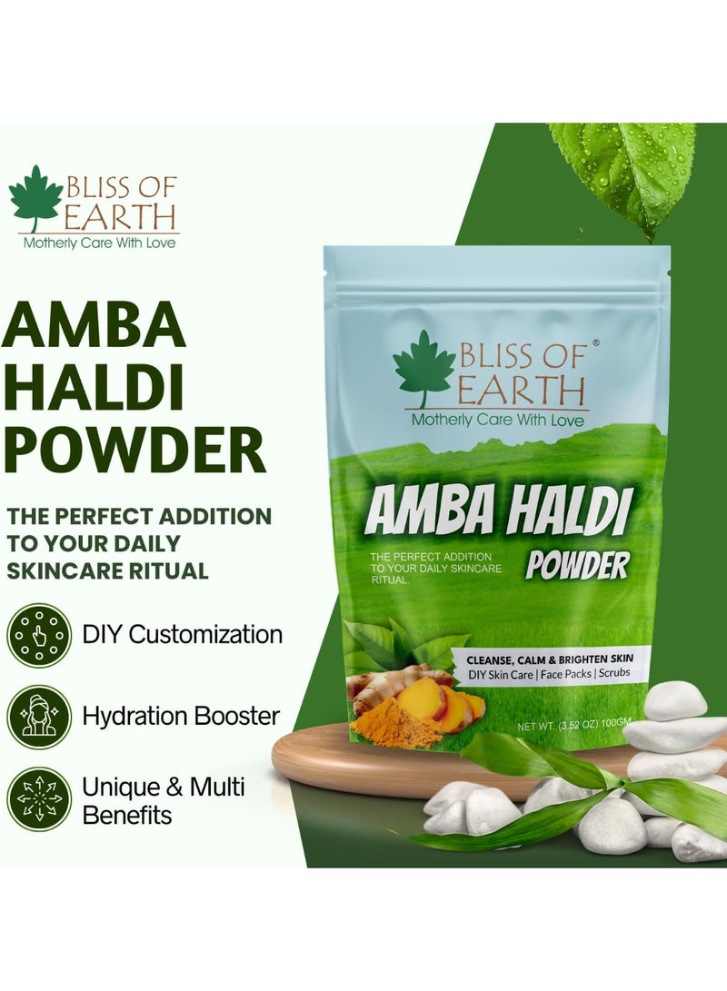 BLISS OF EARTH Amba Haldi Amba Haldi Powder Organic for Skincare, Face Pack, Scrub & DIY Beauty | Brightens Skin, Reduces Dark Spots Soothes Acne Pure Herbal Turmeric 100g - Image 2
