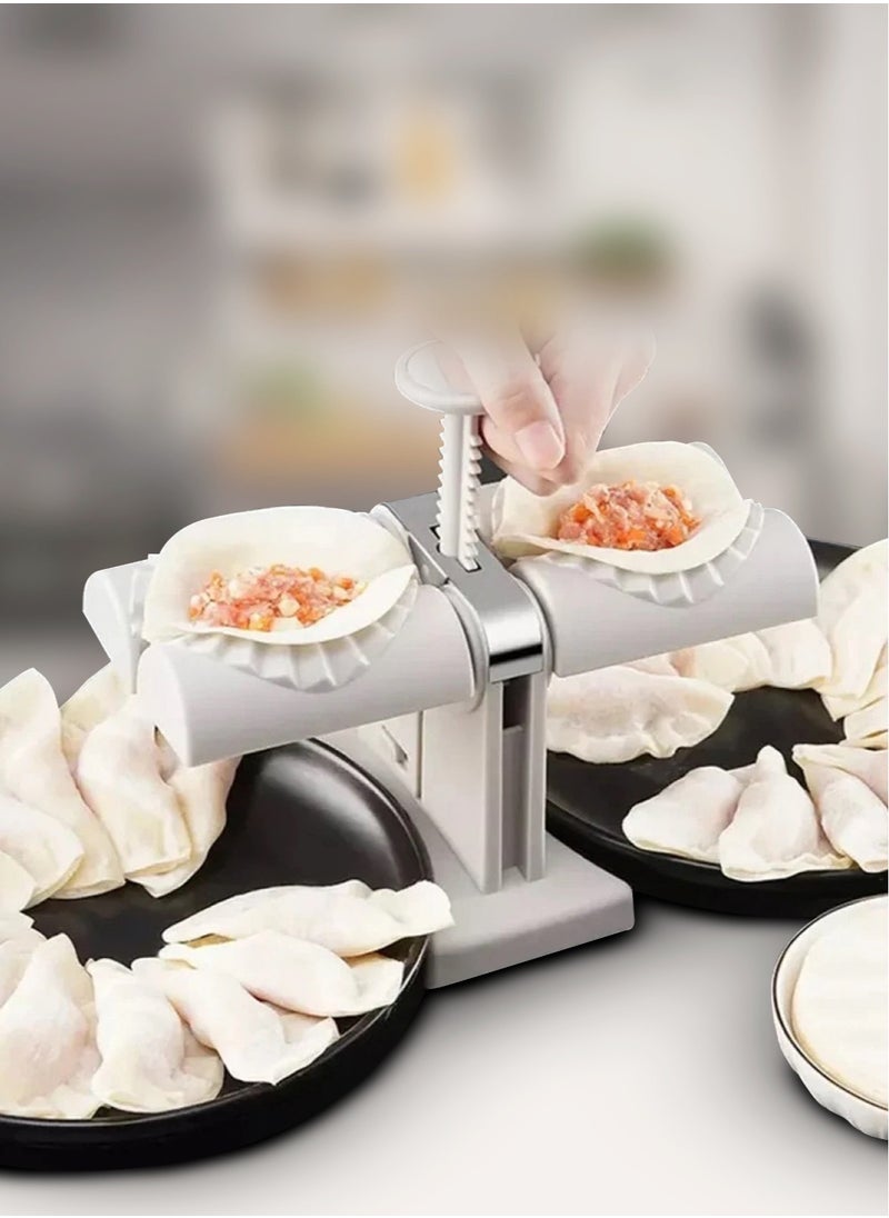 Asraar - Double Head Dumpling Molder – Efficient Dumpling Maker with Dual Molding Design, Easy-to-Use Kitchen Tool for Quick Dumpling Preparation, Ideal for Making Dumplings, Ravioli, and Pastries – Durable & Lightweight Food-Grade Material – Silver - Image 1