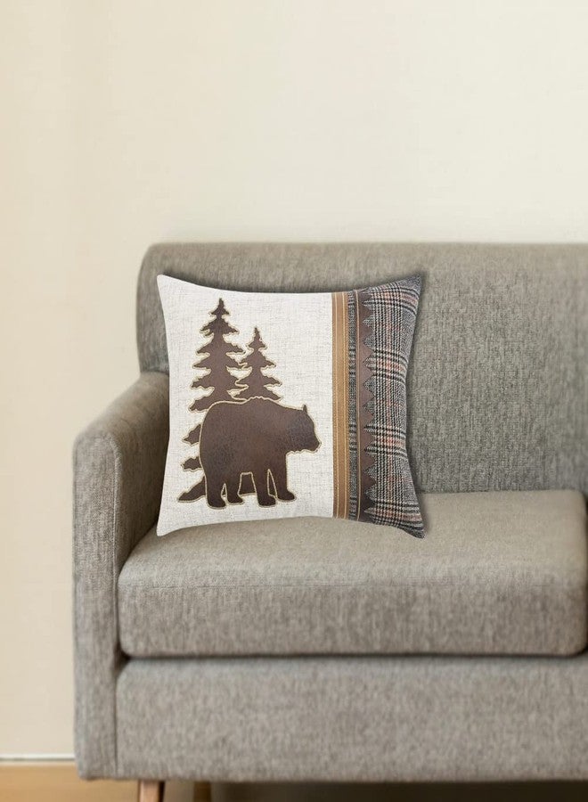 Comfy Hour Wildlife Collection 18"x13" Plaid Bear with Christmas Tree Accent and Throw Pillow, Winter Decorative Cushion, Polyester - Image 2