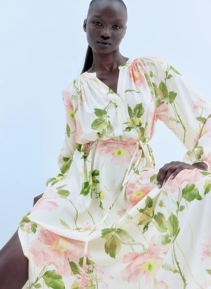 H&M Floral Print Midi Dress