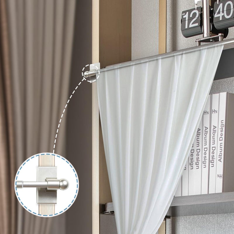 H.VERSAILTEX 2 PACK Magnetic Curtain Rods for Metal Doors, 9 to 16 Inch, 1/2 Inch Diameter, Multi-Use Adjustable Appliances for French Doors Magnetic Cafe Curtain Rod(Nickel) - Image 4